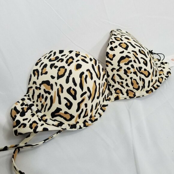 Women's Lightly Lined Bikini Top - Shade & Shore Leopard Print. size 36 B - Picture 1 of 7